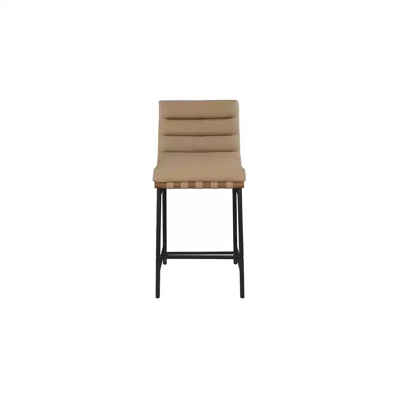 Tan Vegan Leather Counter Stool