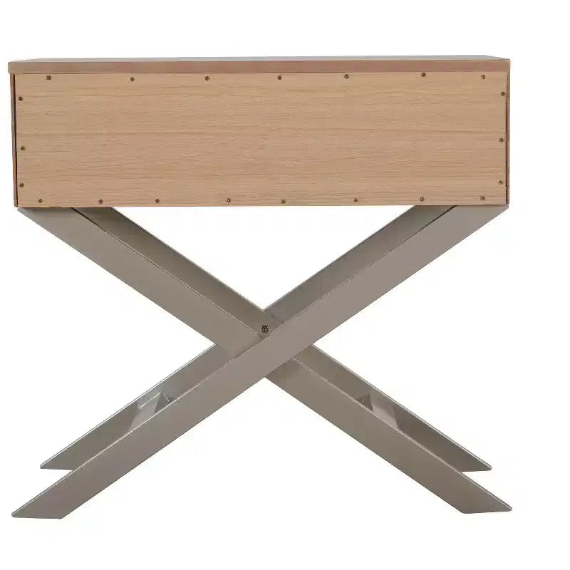 X Frame 1-Drawer Nightstand with Textured Drawer Front