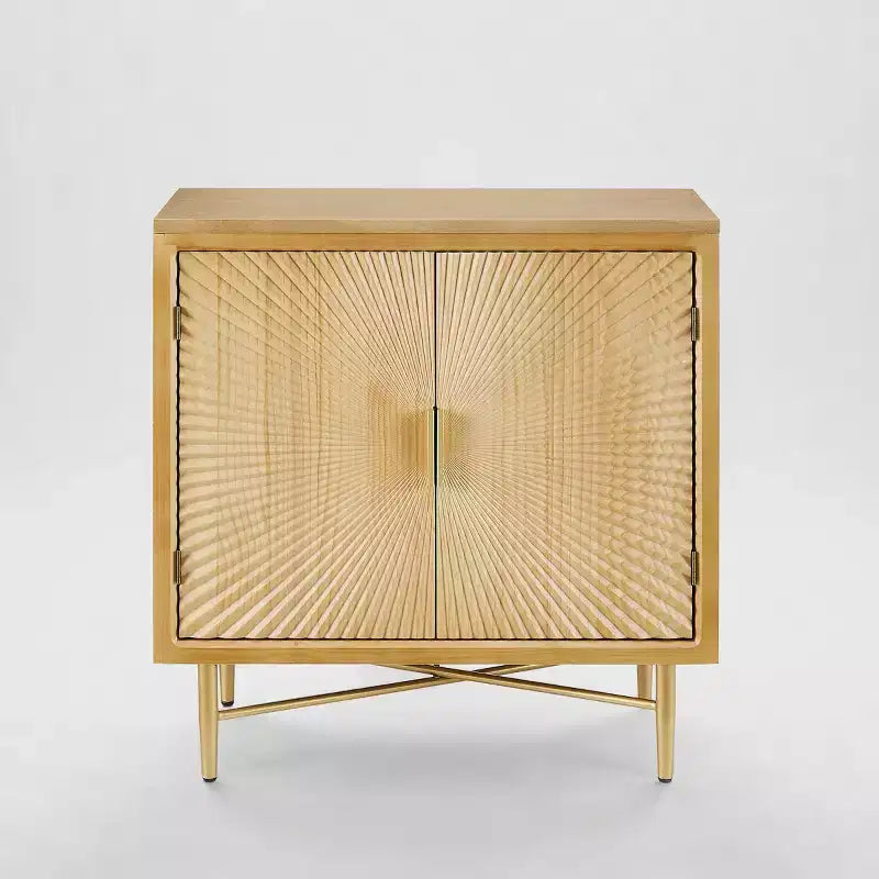 Modern Wood Cabinet Sideboard with Textured Door Decoration