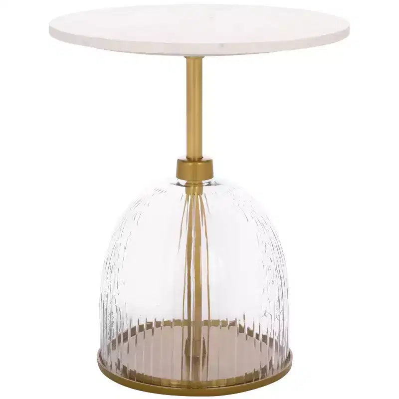 Modern Iron, Glass & Marble Side Table for Contemporary Home Decor