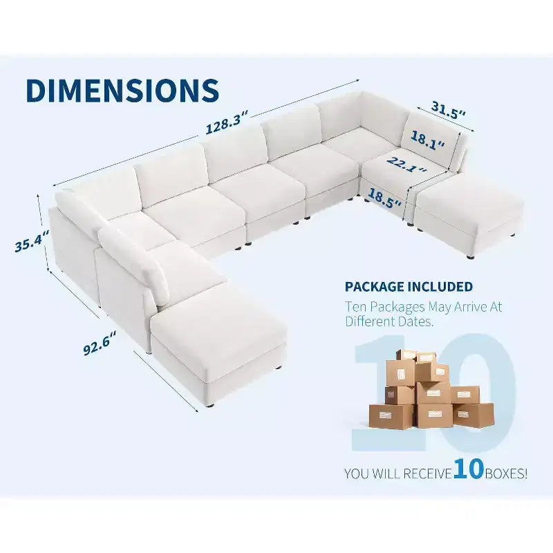 GustoWave L-Shaped Modular Sectional Sofa, Oversized 9 Seat Couch with 2 Storage Ottoman, Modern Deep Seat Comfy Chenille Sleeper Sofa