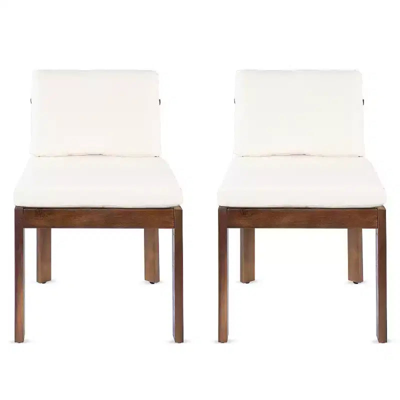 Christopher Knight Home Grayson Patio Modern Acacia Wood Armless Dining Chairs with Cushions