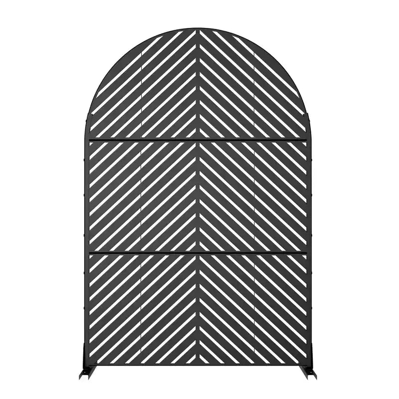 Black Arched Galvanized Steel Louvered Privacy Screen 183x120x40cm