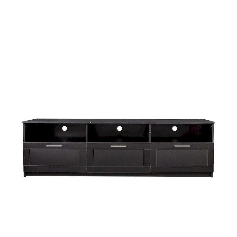 70.87 TV Stand | 3 Open Shelves & 3 Drawers | Black | High-Density Board | Fits 80 TV