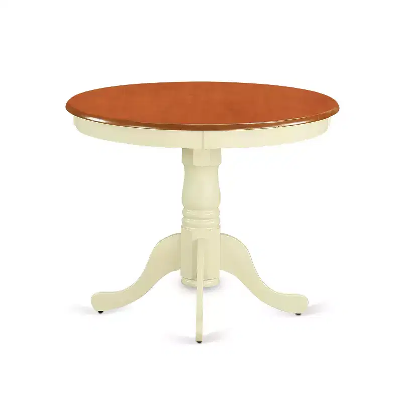 HomeStock ANCL3 Round 36 Inch Table and 2 Chair Set Buttermilk Cherry