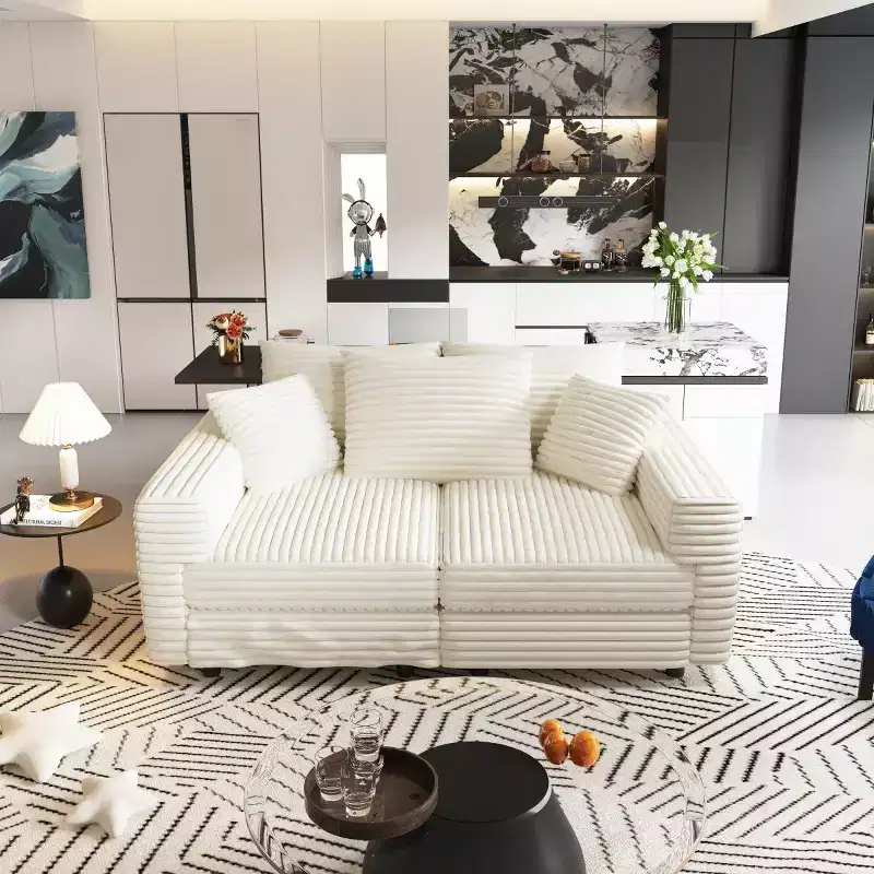 Modular Convertible Sectional Sofa, Deep Seat Couches with Soft Pillows, Modern Cloud Sofa for Living Room, Bedroom, or Apartment-Panipeachy