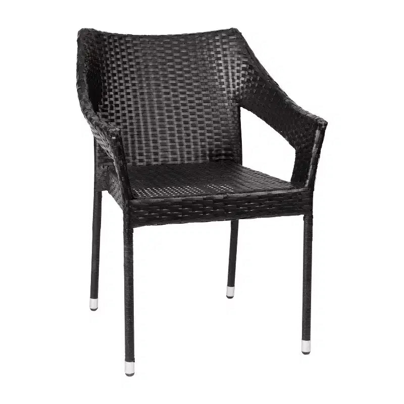 Merrick Lane Weather Resistant Indoor/Outdoor Stacking Patio Dining Chair with Steel Frame and PE Rattan
