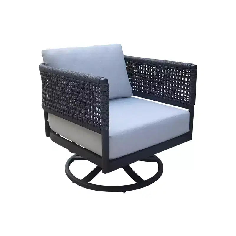 International Concepts Outdoor Patio Chair Woven Abaca Rope Swivel Rocking Chair with Cushion