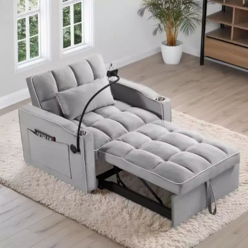 3-in-1 Convertible Sleeper Chair �C Pull-Out Bed, Adjustable, Multi-Pocket, Small Spaces