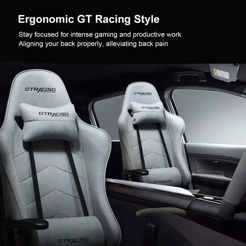 Ergonomic Gaming Chair with Footrest and Lumbar Support - Blue
