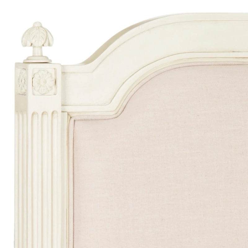 French Country Style Wood Headboard with Upholstered Panel