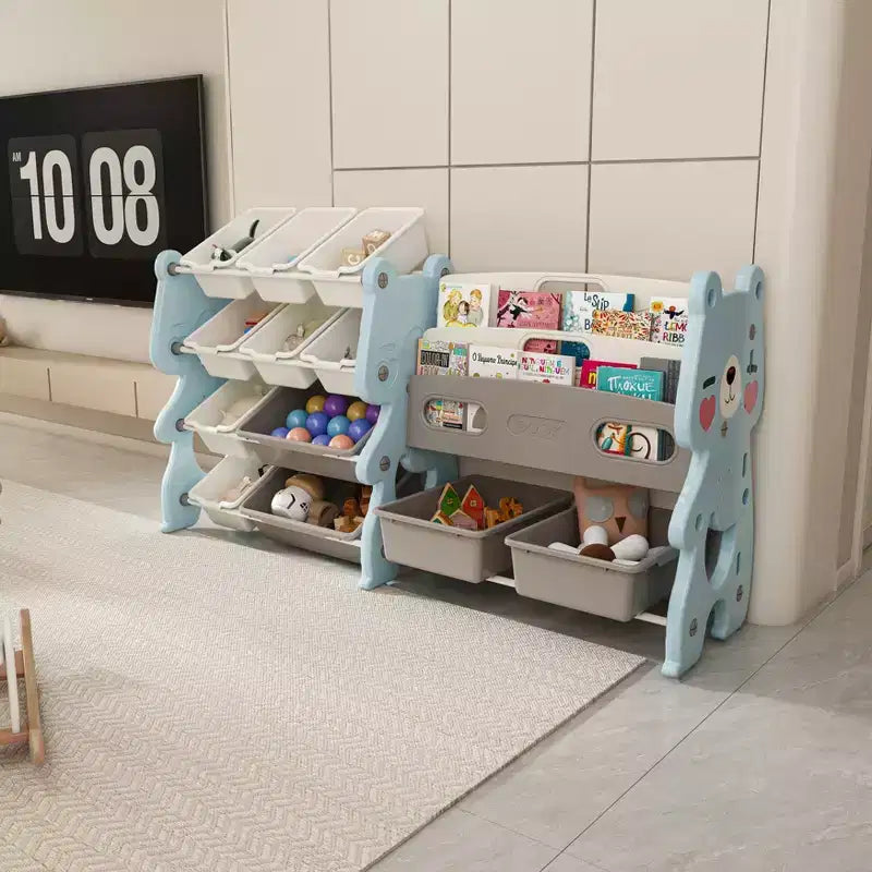 Wood Toy Organizer with Bookshelf 56.1''