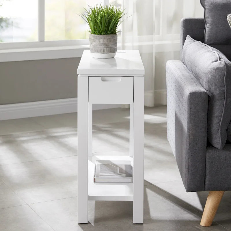 Leick Home Charging Cade Wood Side Table with Drawer