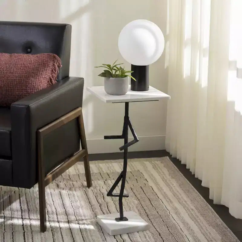 Warso Marble Side Table - ACC3751 - Marble/Black - Safavieh