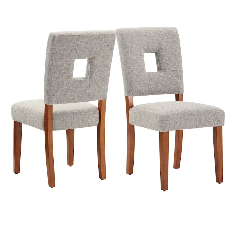 Upholstered Fabric Keyhole Dining Chair