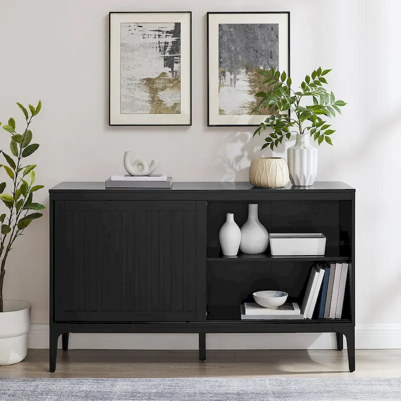 Mid-Century Modern Sideboard with Sliding Doors and Storage