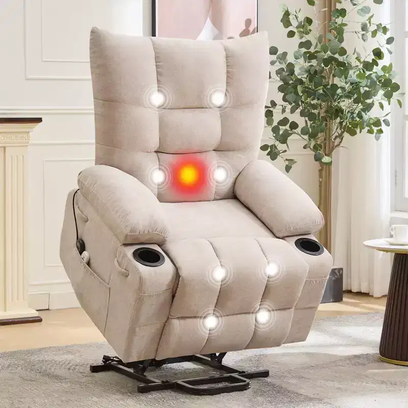 Linen Metal Frame Power Lift Recliner Chair 35