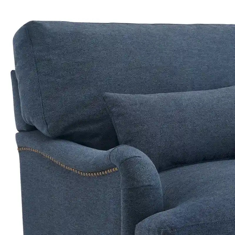 Modern Arm Accent Chair Upholstered with Solid Wood Frame and Lumbar Pillow