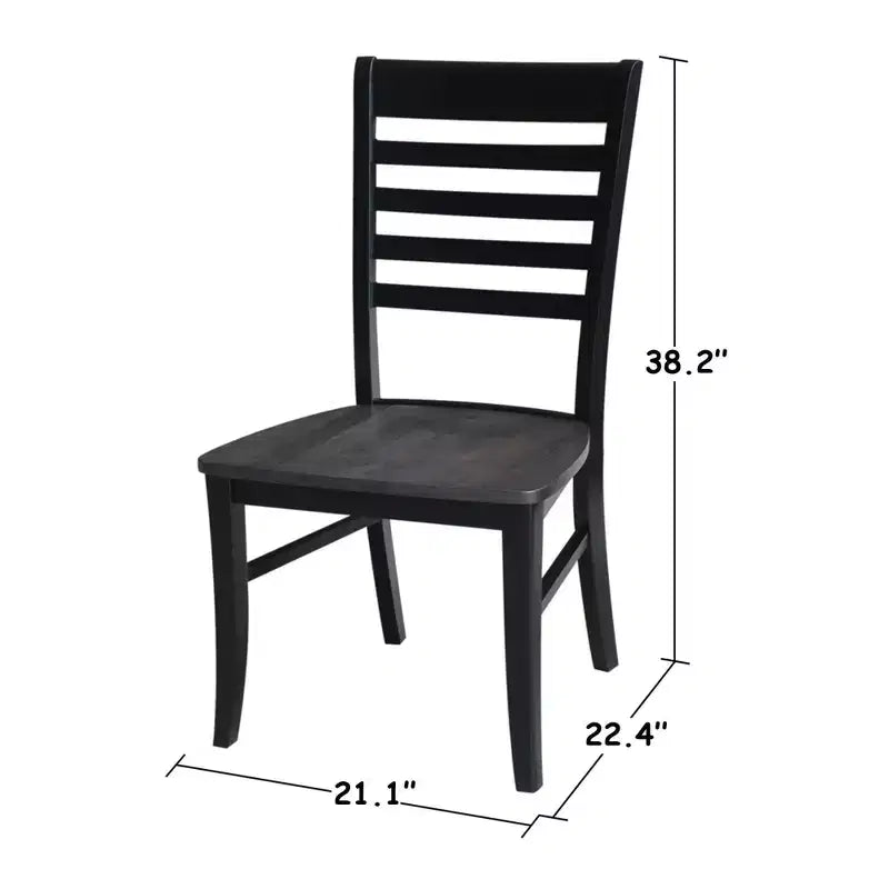 Set of 2 Cosmo Roma Ladderback Chairs Coal Black/Black - International Concepts