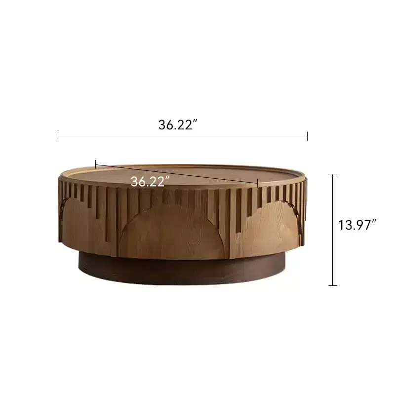36-Inch Round Coffee Table with MDF Top and Wood Veneer Finish