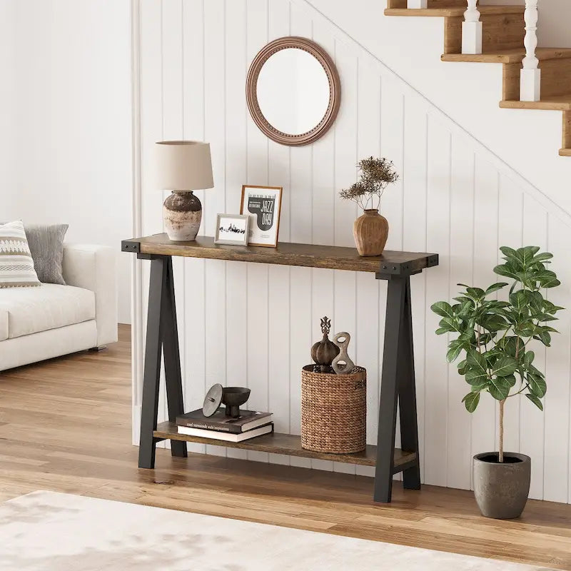 2-Tier Console Table with Storage Shelf