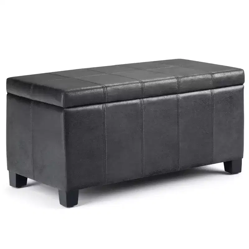 36IN Rectangular Storage Ottoman with Wdie Padding Seat, End Of Bed Bench with Wooden Frame, Ottoman Foot Rest for Living Room