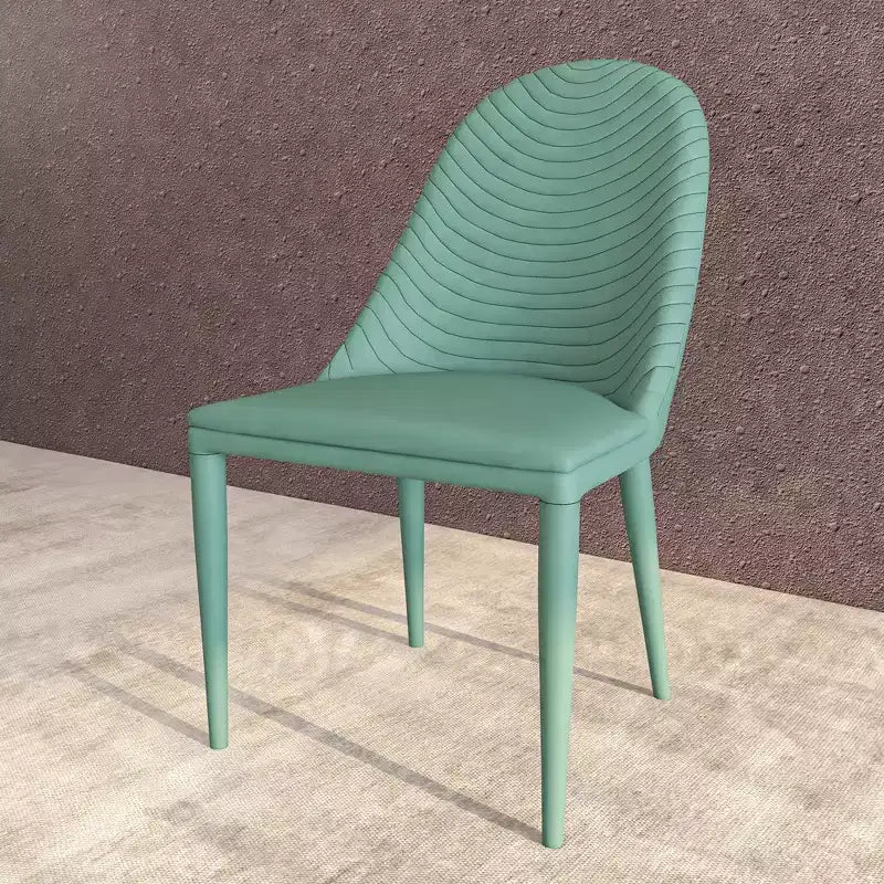 LeisureMod Seville Modern Dining Chair  Armless Upholstered Leather with Metal Legs, Contemporary Kitchen & Dining Room Accent Chair