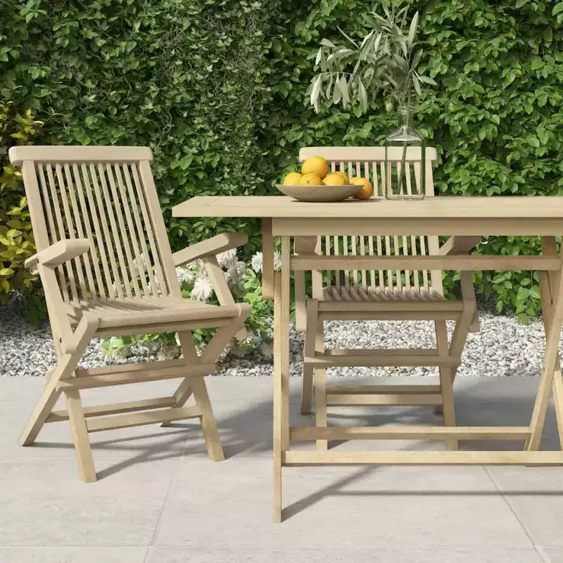 vidaXL Folding Garden Chair Set of 4 Solid teak wood Standard