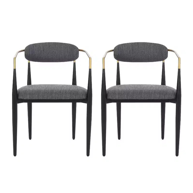 Christopher Knight Home Set of 2 Elmore Iron Upholstered Dining Chairs Charcoal/Black/Gold