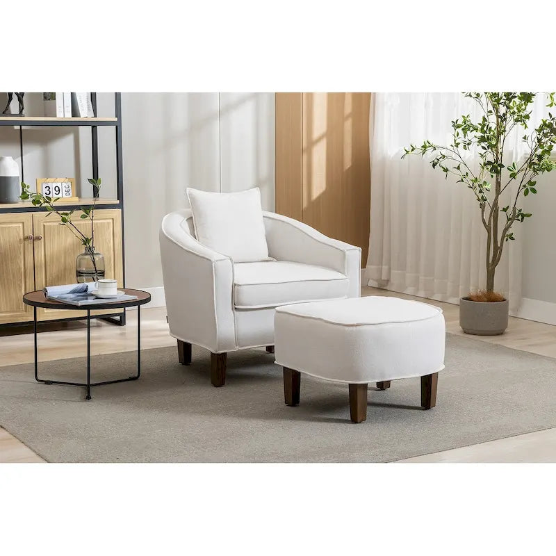 Mid-Century Modern Club Accent Chair with Tufted Back and Round Arms