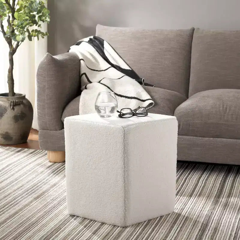 Diamond-Shaped Ottoman - Ivory