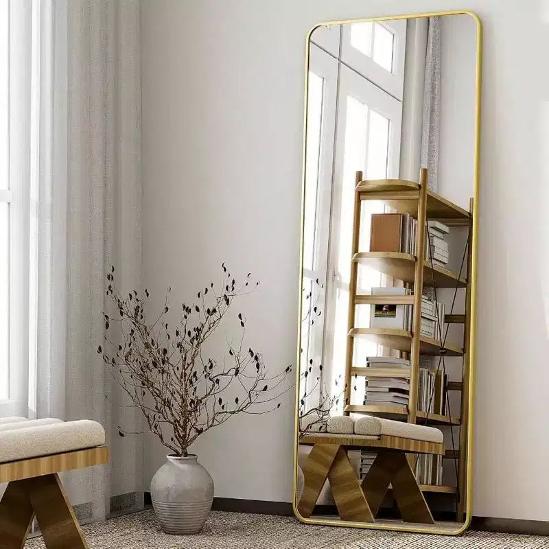 56 x 21 Inch Full Length Mirror with Gold Aluminum Frame