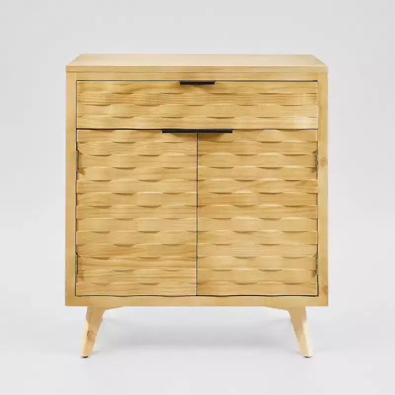 Art Leon Wavy Carving Wooden Cabinet Sideboard with Drawer Storage