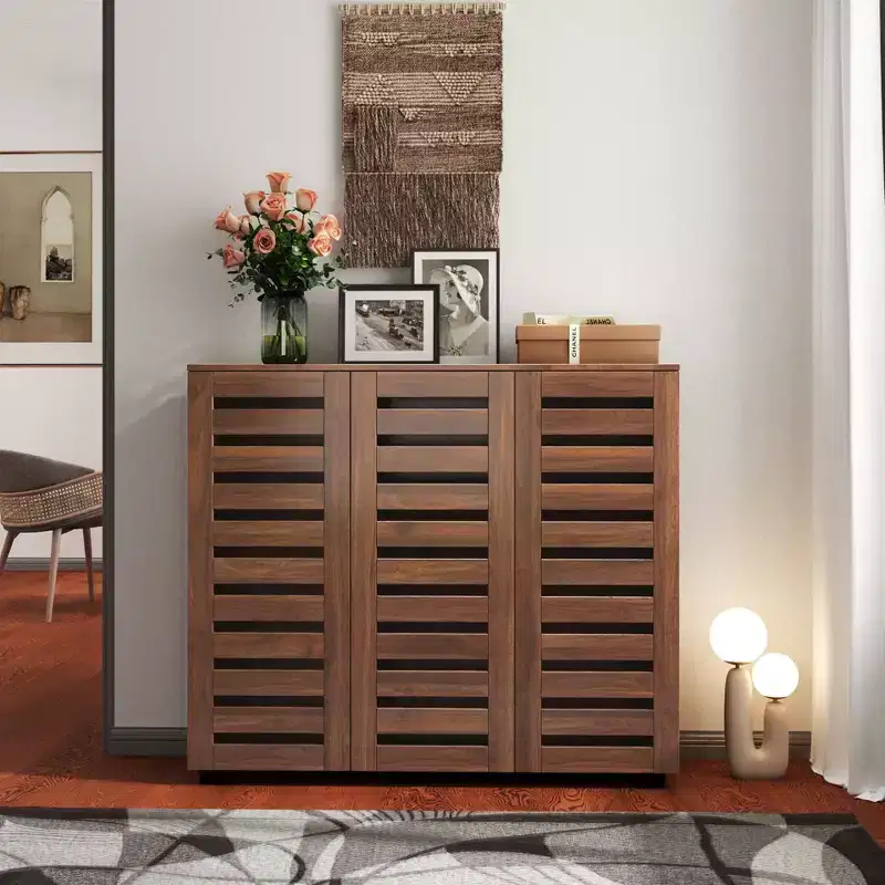Okak Shoe Cabinet, 5-Tier Shoe Cabinet with Three Doors and Adjustable Shelves, Shoe rack for Entryway, Living Room, Hallway