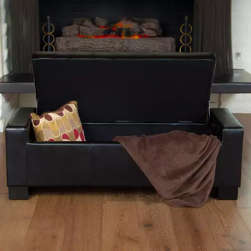 Contemporary Tufted Upholstered Storage Ottoman Bench
