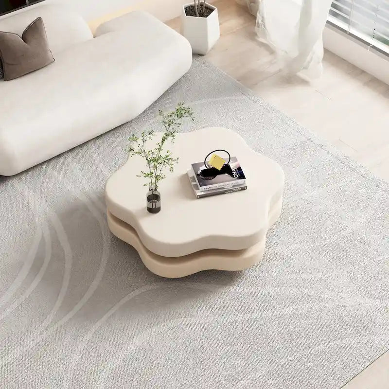 Modern Creative Cloud-Shaped Rotating Coffee Table - Unique Swivel Design Accent Table for Living Room