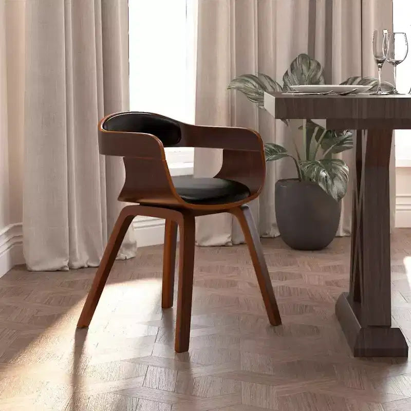 vidaXL Dining Chair Black and natural Faux leather and bentwood Standard