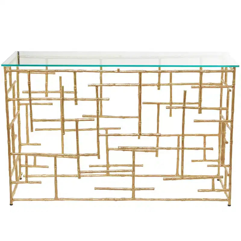 Contemporary Gold Aluminum Console Table
