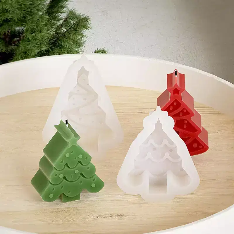 JDICTION 6 Pcs 3D Christmas Silicone Molds - Snowflakes, Elk, Snowman for Candle, Epoxy Resin, Soap, Cake