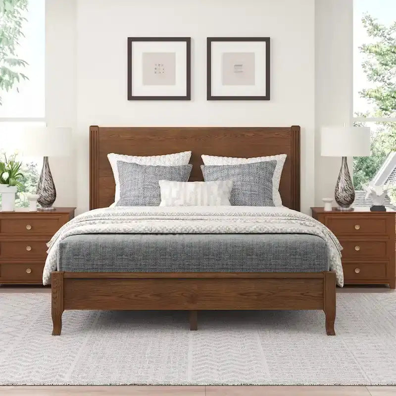 Solid Wood Platform Bed Frame with Headboard