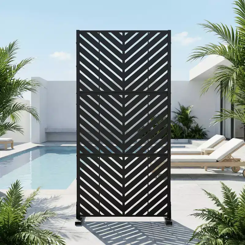 Outdoor Metal Privacy Screen, Freestanding Fence Panels for Garden, Patio, Deck & Yard