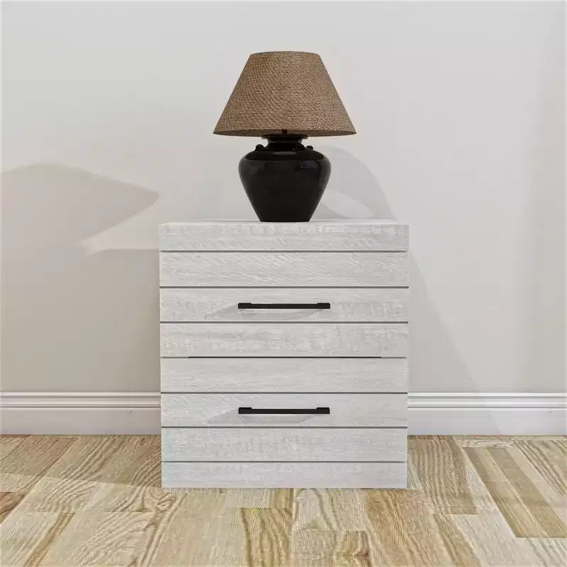 Galano Hamsper 2-Drawer Nightstand with Storage  Dusty Grey Oak