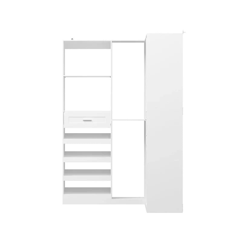 Corner Wardrobe Closet with 2 Hanging Rods, Pants Rack, and Shoe Storage Organizer Armoires