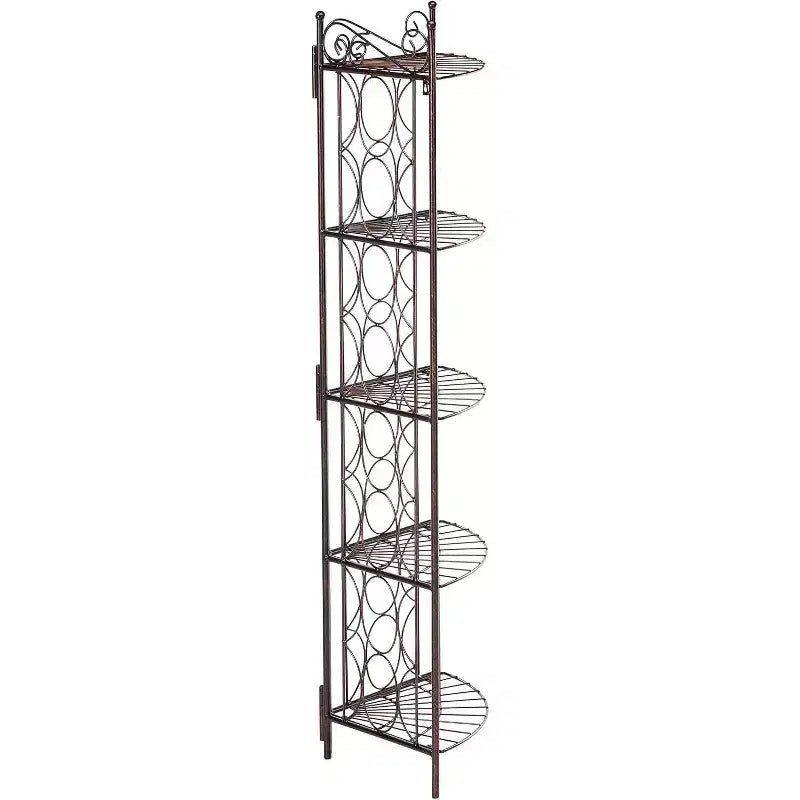 Brushed Copper Metal 5-Tier Corner Shelf Rack Unit