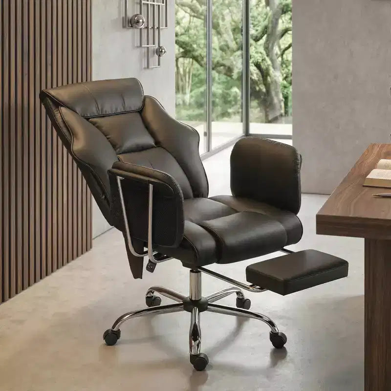 Massage Office Chair with 6 Points Vibration, Overstuffed Reclining Desk Chair with High Back, PU Leather, Adjustable Height, Swivel Wheels