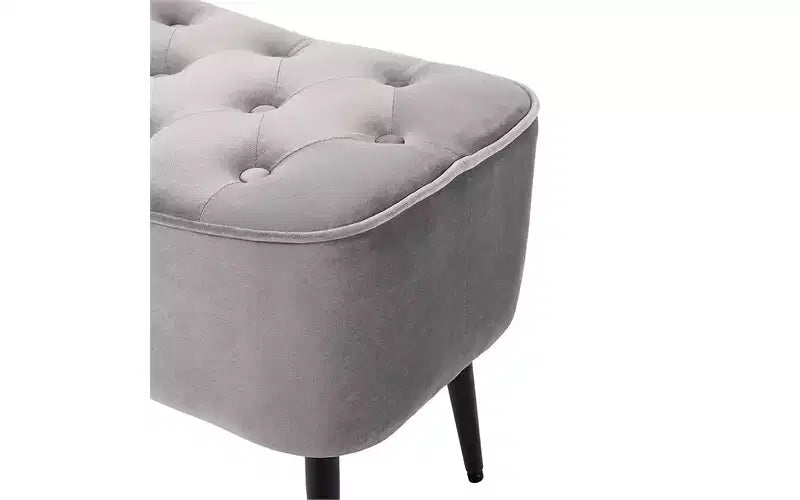 Tufted Curve Ottoman - Velvet Foot Stool - Grey