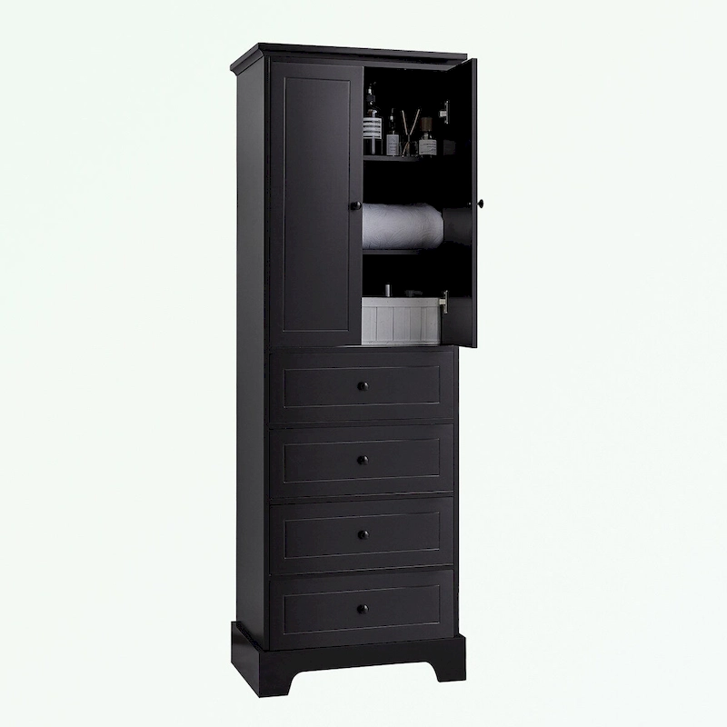 Bathroom Storage Cabinet with 2 Doors and 4 Drawers