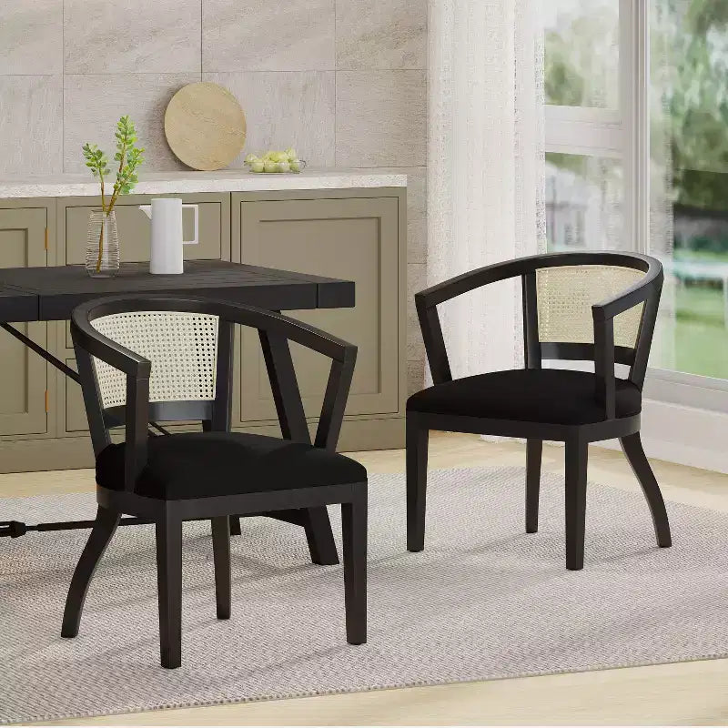 Christopher Knight Home Delwood Traditional Upholstered Rubberwood and Cane Dining Chairs (Set of 2)