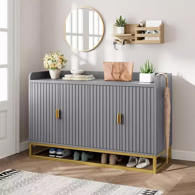 47.2 Fluted Sideboard with Storage, Modern Media Console Buffet Cabinet with Doors for Living Room, Kitchen, Entryway