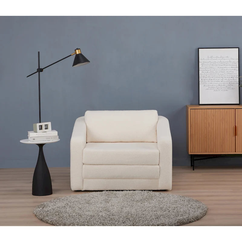 Convertible Sleeper Arm Chair Bed, Ivory or Gray